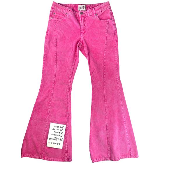 BDG Womens (27) (29x30.5) Low Rise Barbie Pink Corduroy Pants Bell Bottom Flare - Picture 5 of 8